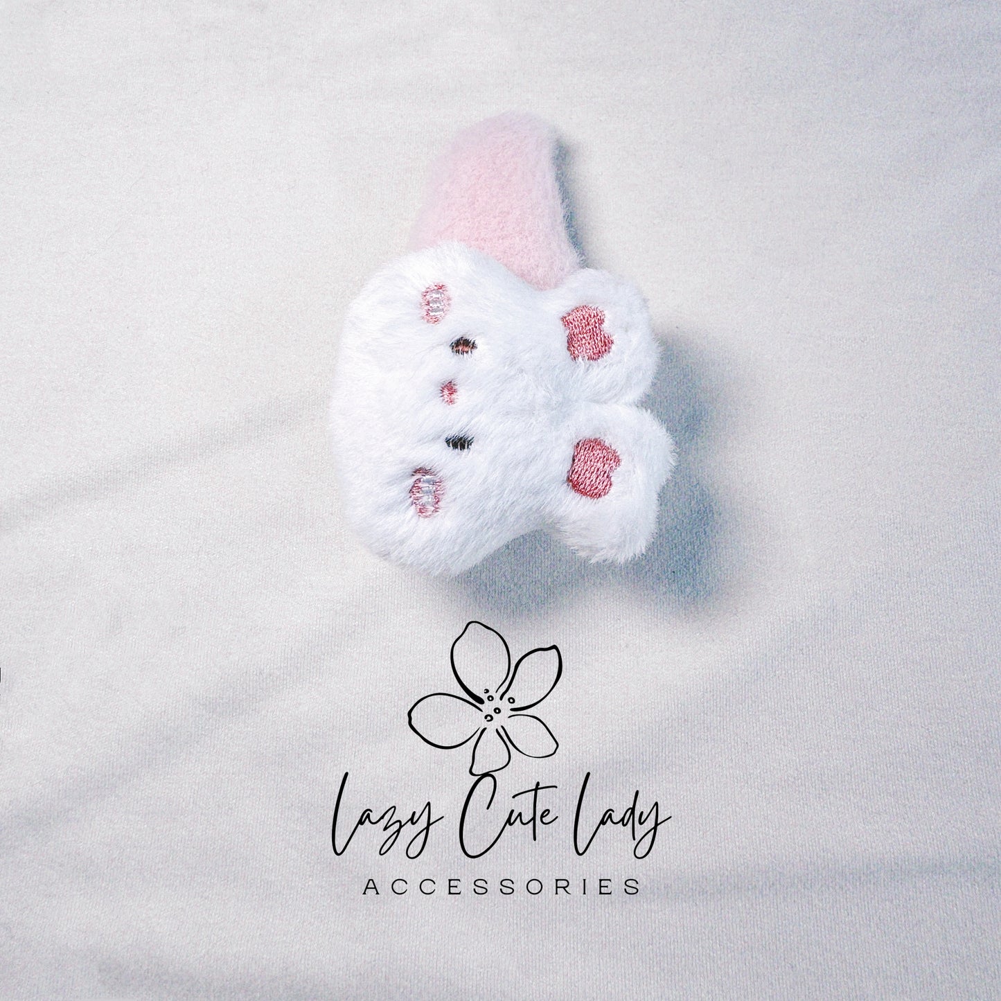 Fluffy Bunny Hair Clip - Pink & White, Adorably Stylish Accessory
