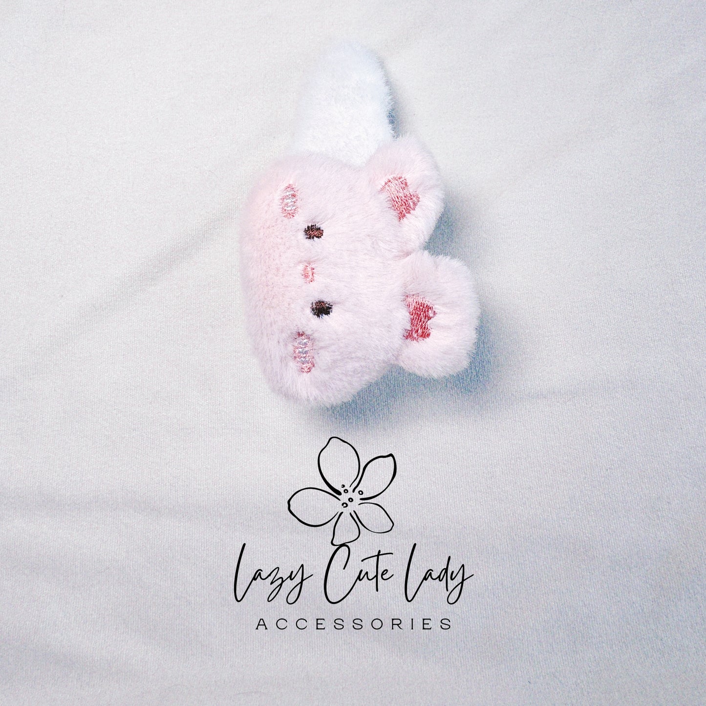 Fluffy Bunny Hair Clip - Pink & White, Adorably Stylish Accessory