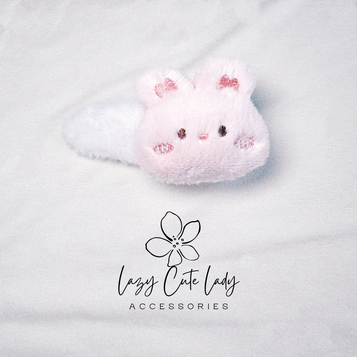 Fluffy Bunny Hair Clip - Pink & White, Adorably Stylish Accessory