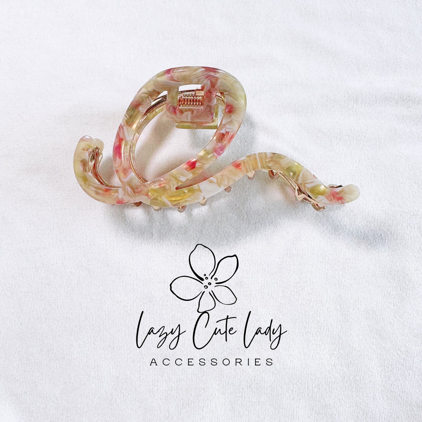 Ribbon-Inspired Acetate & Metal Hair Claw - Eco-Friendly Elegance - Eco-Friendly & Versatile