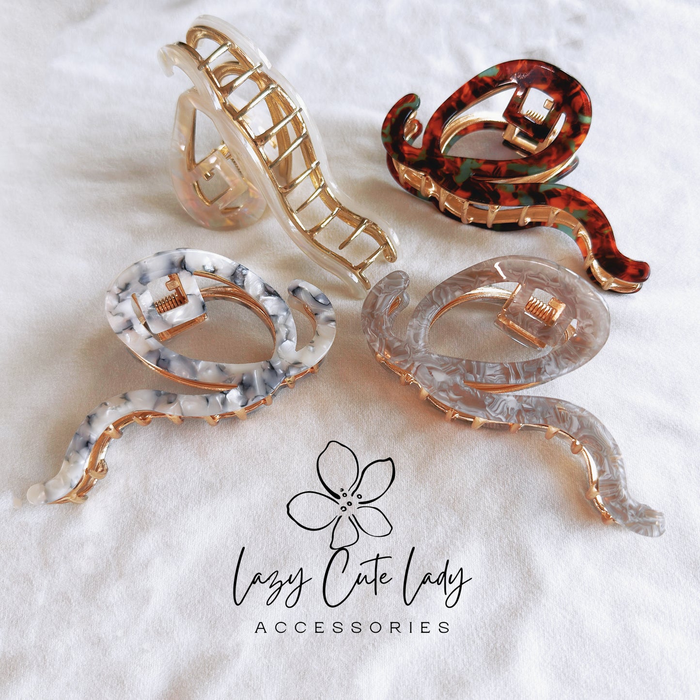 Ribbon-Inspired Acetate & Metal Hair Claw - Eco-Friendly Elegance - Eco-Friendly & Versatile