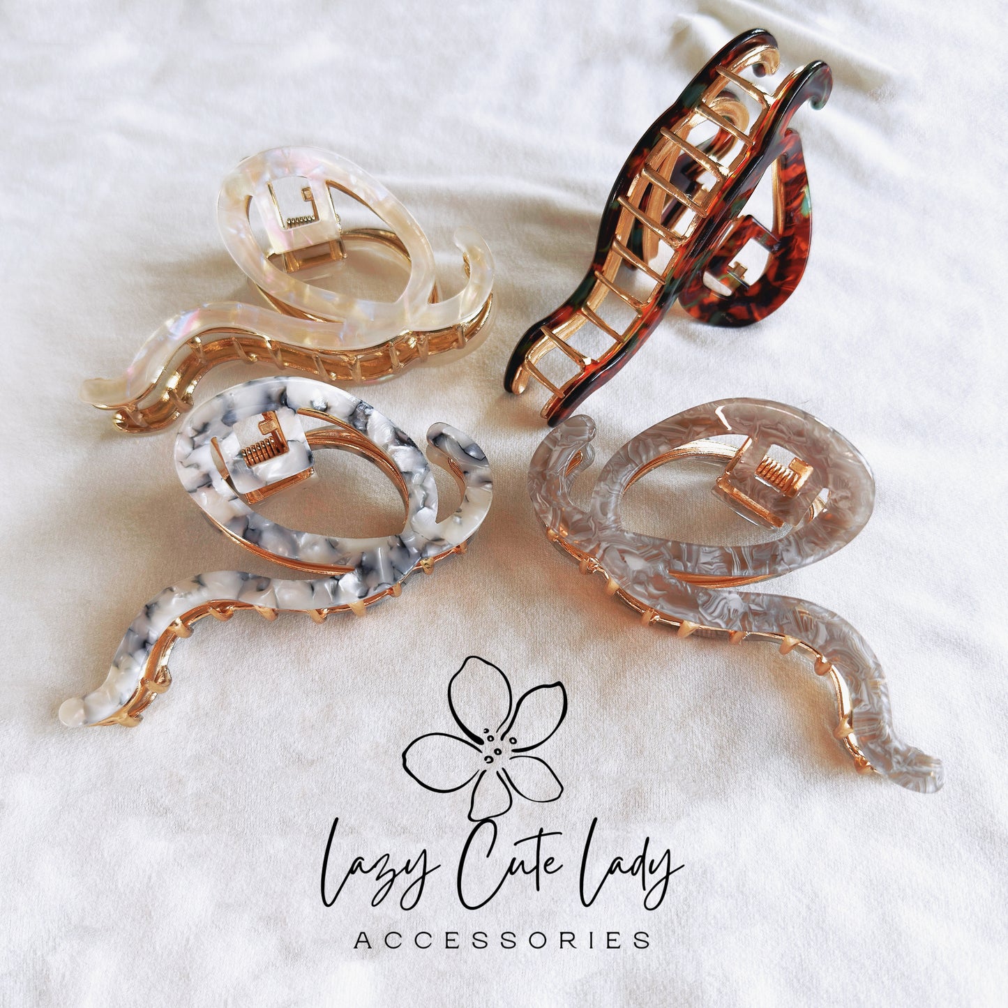 Ribbon-Inspired Acetate & Metal Hair Claw - Eco-Friendly Elegance - Eco-Friendly & Versatile