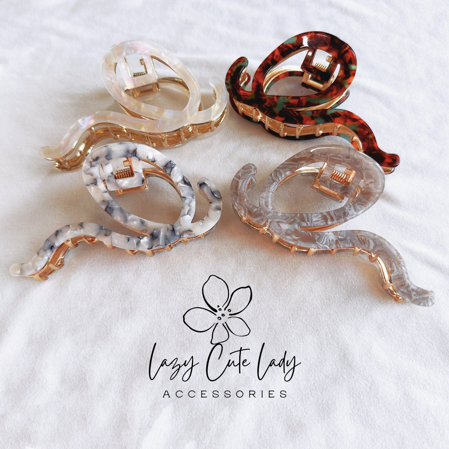 Ribbon-Inspired Acetate & Metal Hair Claw - Eco-Friendly Elegance - Eco-Friendly & Versatile