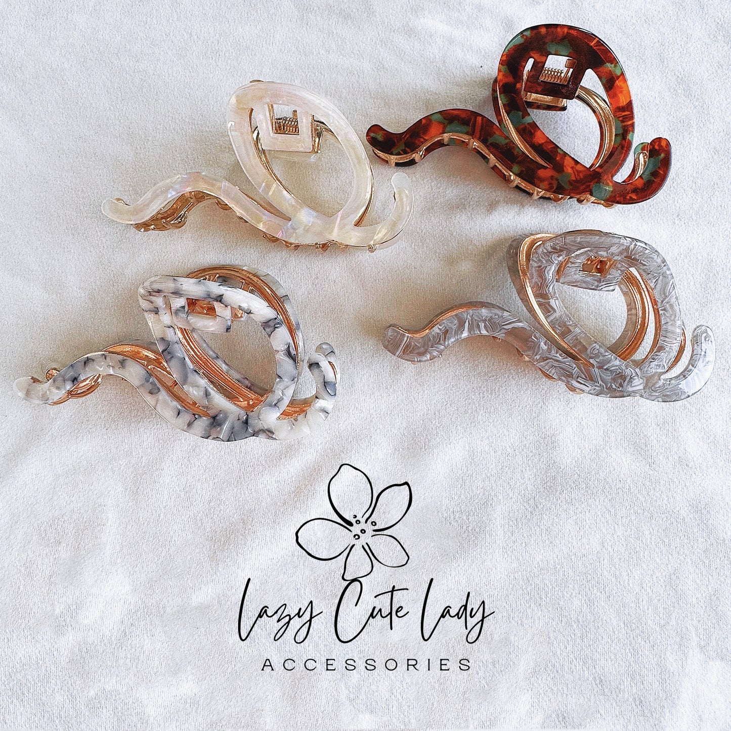 Ribbon-Inspired Acetate & Metal Hair Claw - Eco-Friendly Elegance - Eco-Friendly & Versatile