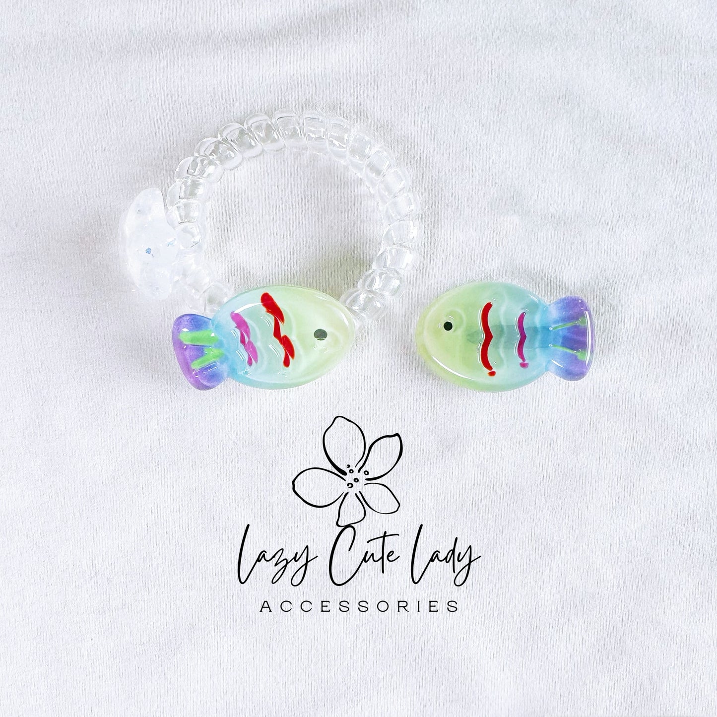 Cute Rainbow Fish Hair Clips & Hair Ties – Perfect for Beach Vibes