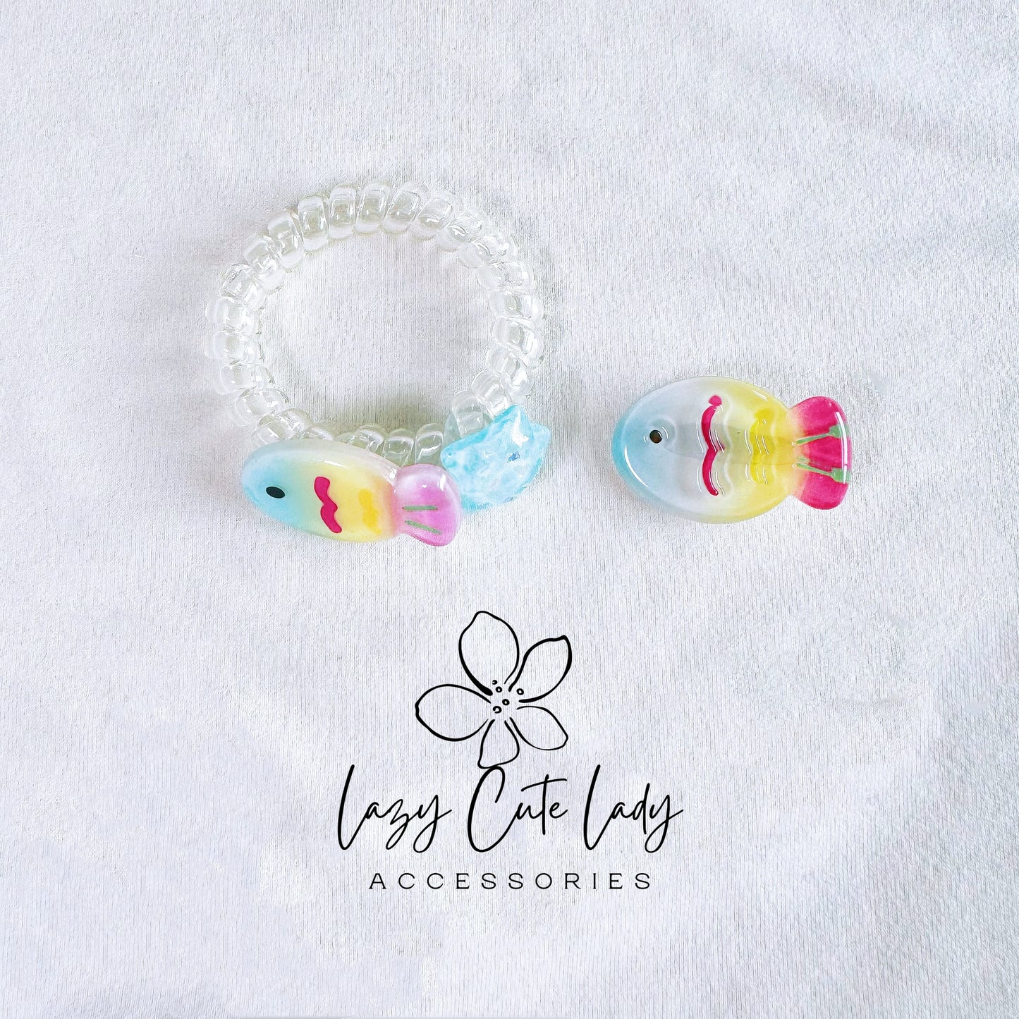 Cute Rainbow Fish Hair Clips & Hair Ties – Perfect for Beach Vibes