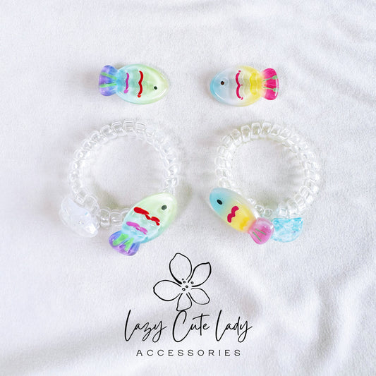Cute Rainbow Fish Hair Clips & Hair Ties – Perfect for Beach Vibes
