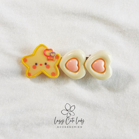 Cartoon Starry Love Hair Accessories - Hair clips -hair ties - for women for girl- Star & Heart