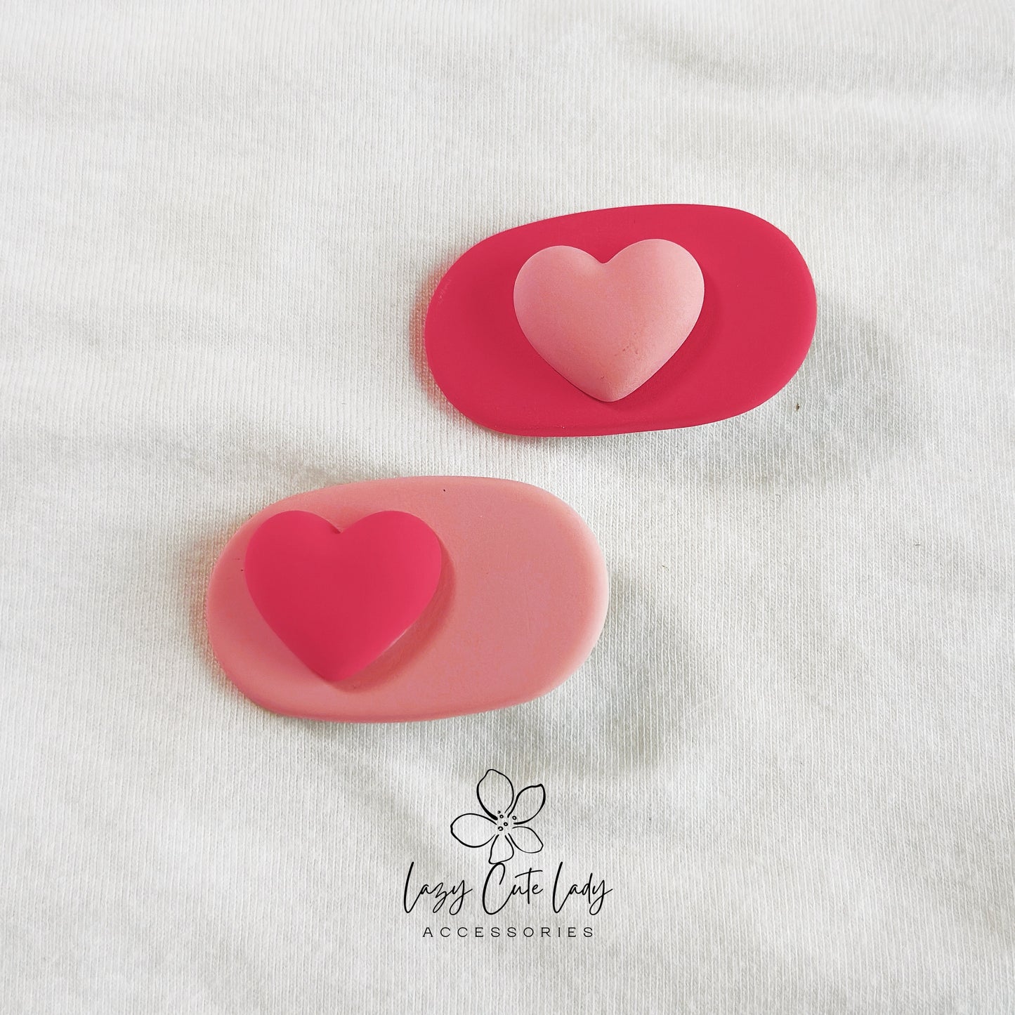 Adorable Pink Heart Oval Hair Clip - Cute Hair Accessory