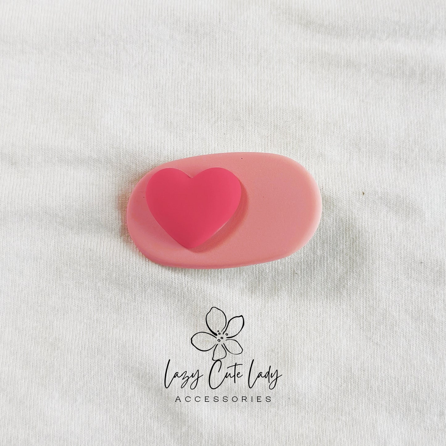 Adorable Pink Heart Oval Hair Clip - Cute Hair Accessory