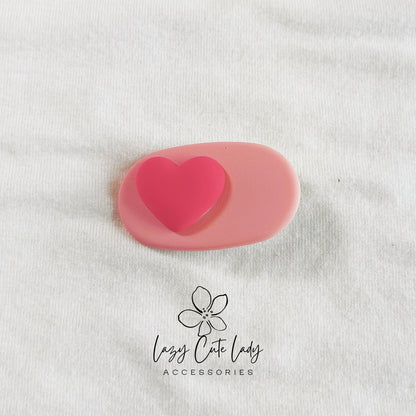 Adorable Pink Heart Oval Hair Clip - Cute Hair Accessory