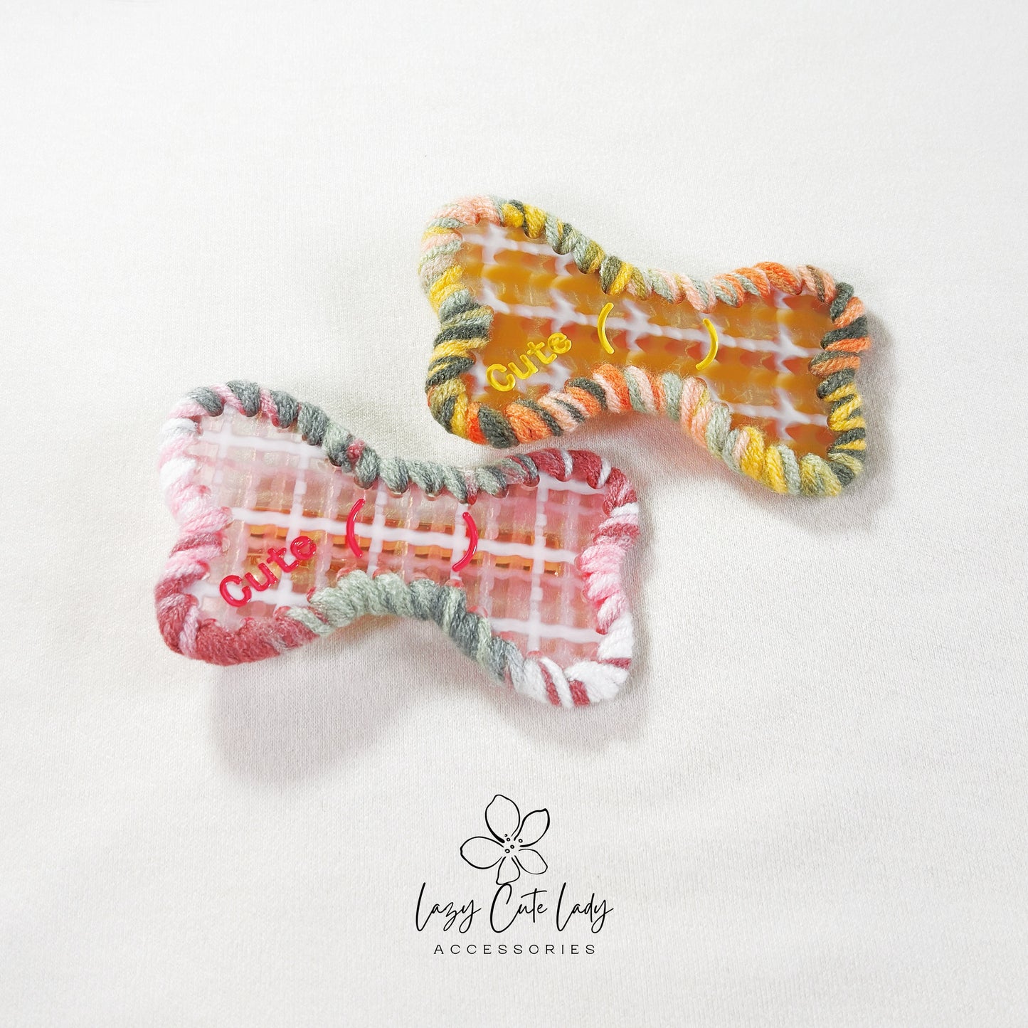 Eco-Friendly Acetate and Knitted Yarn Hair Clip