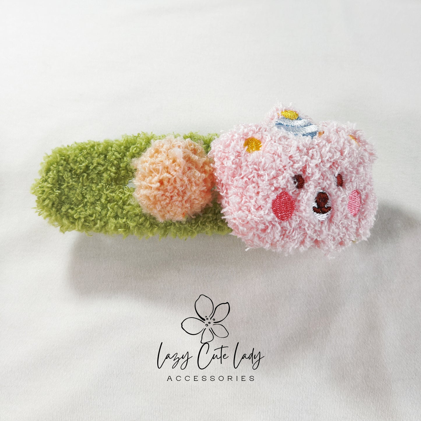 Adorable Plush Bear Hair Clip with Birthday Hat Embroidery - hair Accessory