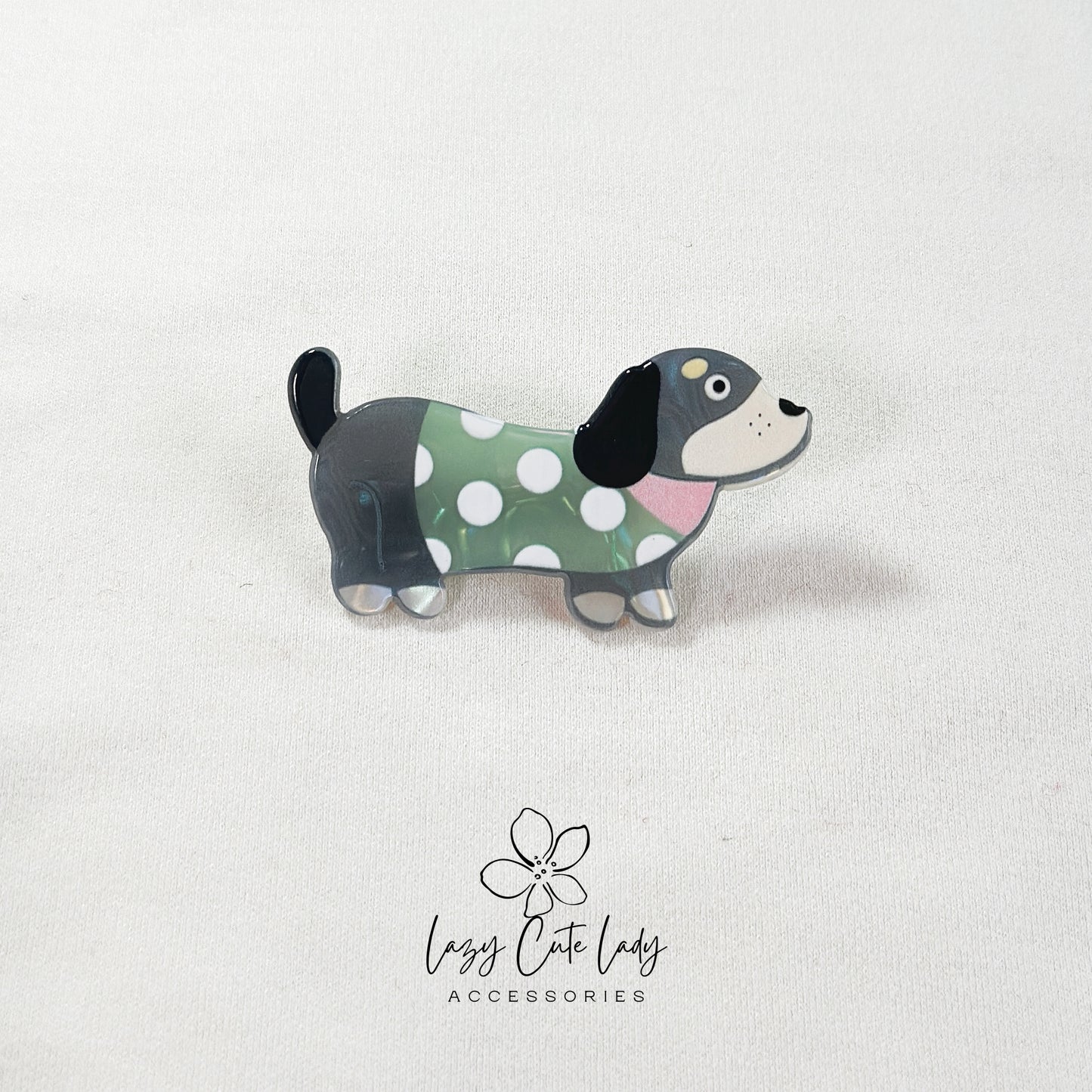 Spotted Pup Fashion Hair Clip - Hair Accessory - Dog Hair Clips - for girl for women