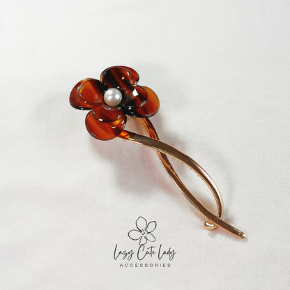 Medium Floral Hair Clip with Long Stems- Hair accessory for women for girl