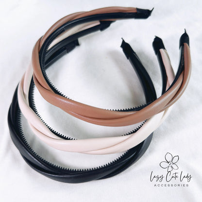 Leather Essence: Premium Minimalist Twisted Headband