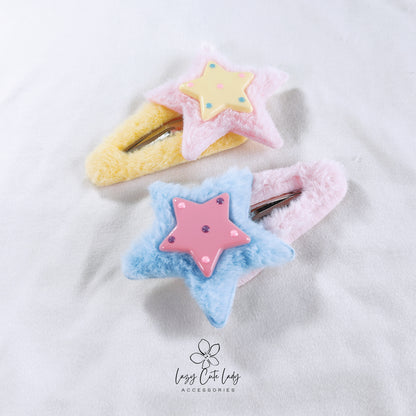 Plush Star Hair Clip Series- Hair clips- Hair Claw - Star clips - for girl for women