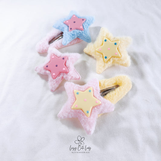 Plush Star Hair Clip Series- Hair clips- Hair Claw - Star clips - for girl for women