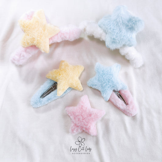 Plush Star Hair Accessories Series - Hair clips- Hair Claw - Star clips - for girl for women