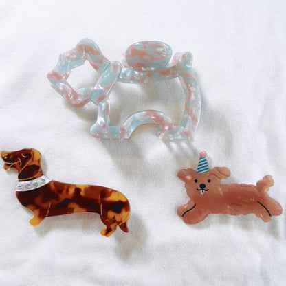 Hair clips set - Puppy Your EcoVine Acetate Collection