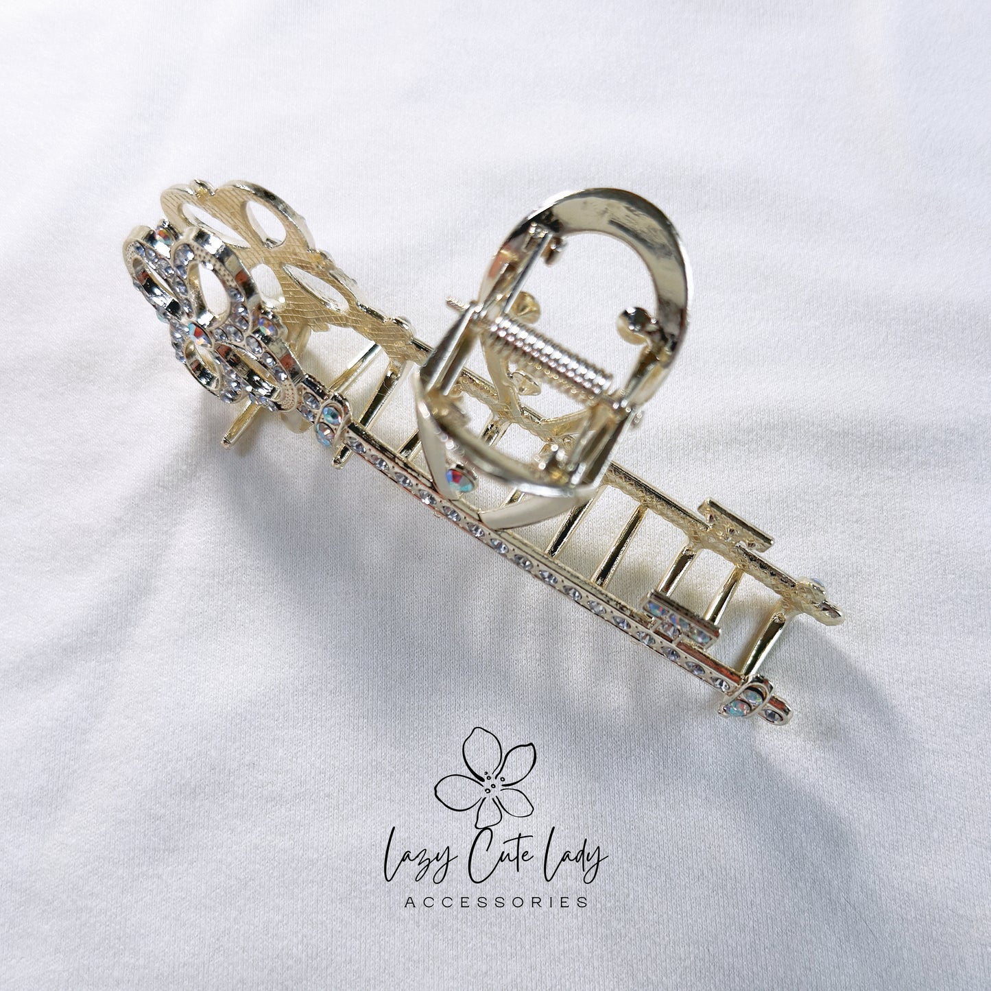 Key-Shaped Metal Rhinestone Hair Claw