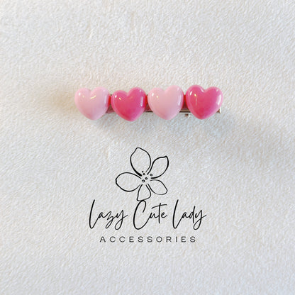 Pink Heart Hair Clip Set – Cute & Sweet Hair Accessories in Light and Dark Pink for Girls & All Ages