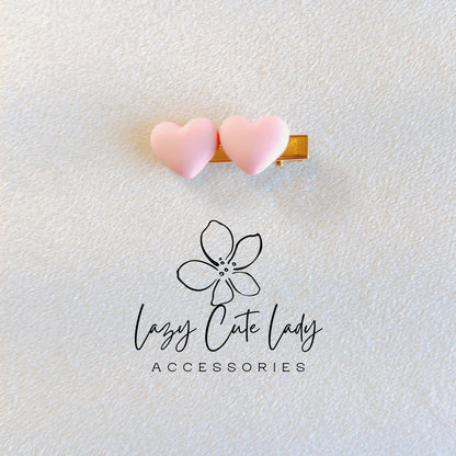 Pink Heart Hair Clip Set – Cute & Sweet Hair Accessories in Light and Dark Pink for Girls & All Ages