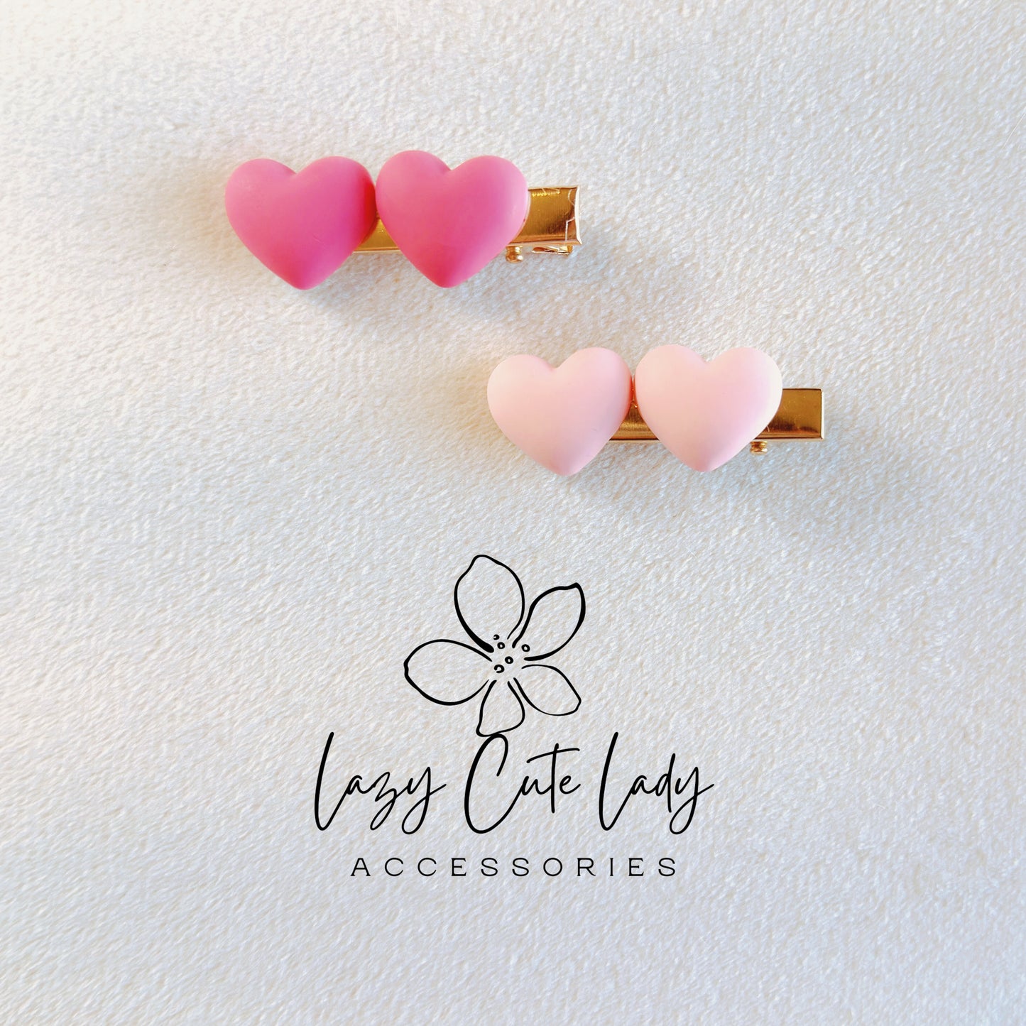 Pink Heart Hair Clip Set – Cute & Sweet Hair Accessories in Light and Dark Pink for Girls & All Ages