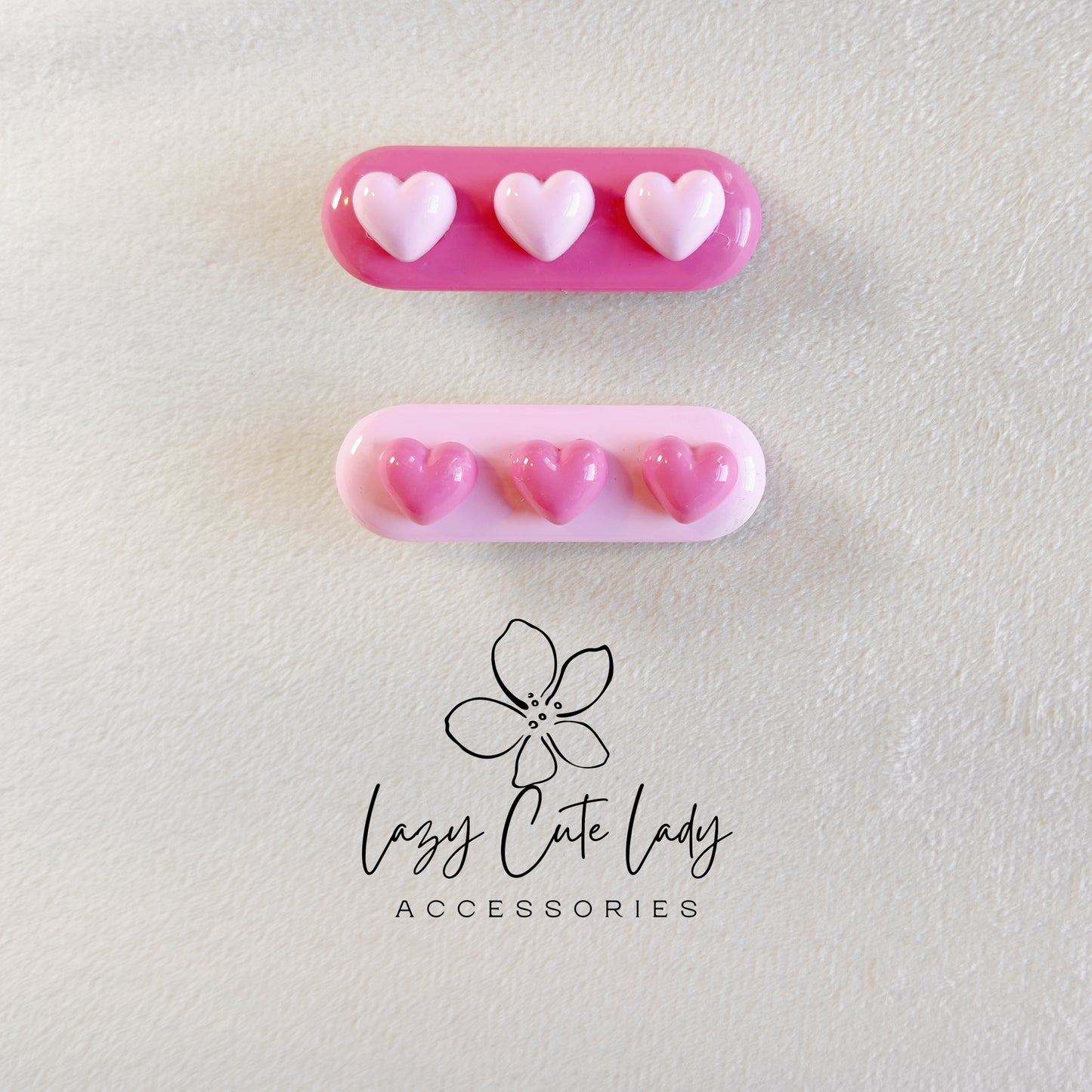 Pink Heart Hair Clip Set – Cute & Sweet Hair Accessories in Light and Dark Pink for Girls & All Ages