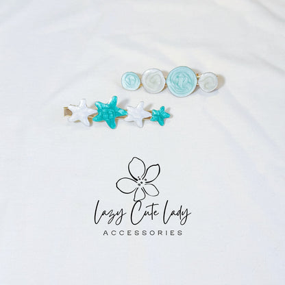 Ocean Dream Hair Clip Set – Starfish & Shell Inspired Barrettes for Girls and Women- Cute Hair Clips- Gift for Her