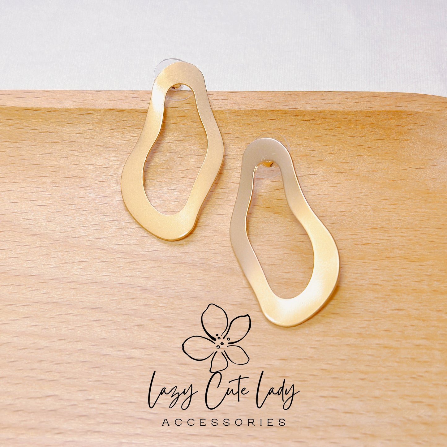 Lazy Cute Lady Accessories-Golden Clouds: Hollow Matte Metal Drop Earrings-Metal allergy-friendly earrings -Fashion Earrings- Gift - for girl for women