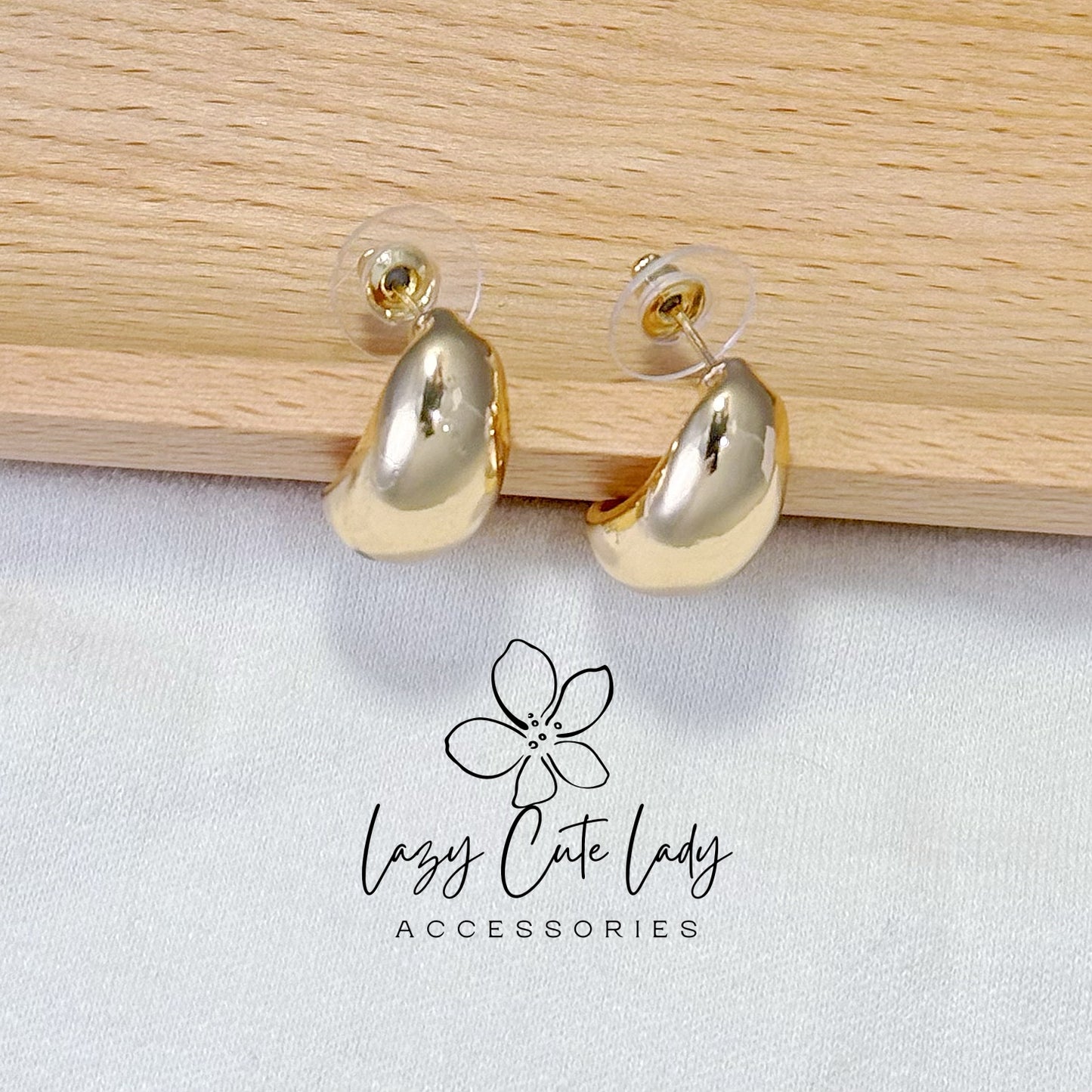 Lazy Cute Lady Accessories-Elegant Gold Metal Earrings: Oval and Square Options-Metal allergy-friendly earrings -Fashion Earrings- Gift - for girl for women
