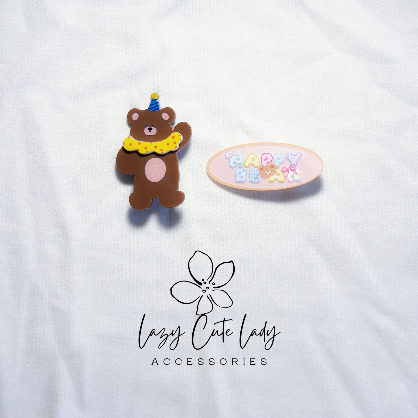 Party Bear Hair Clips – Cute Animal Hair Accessories, Kawaii Colorful Snap Clips, Happy Bear Hair Pins for Girls