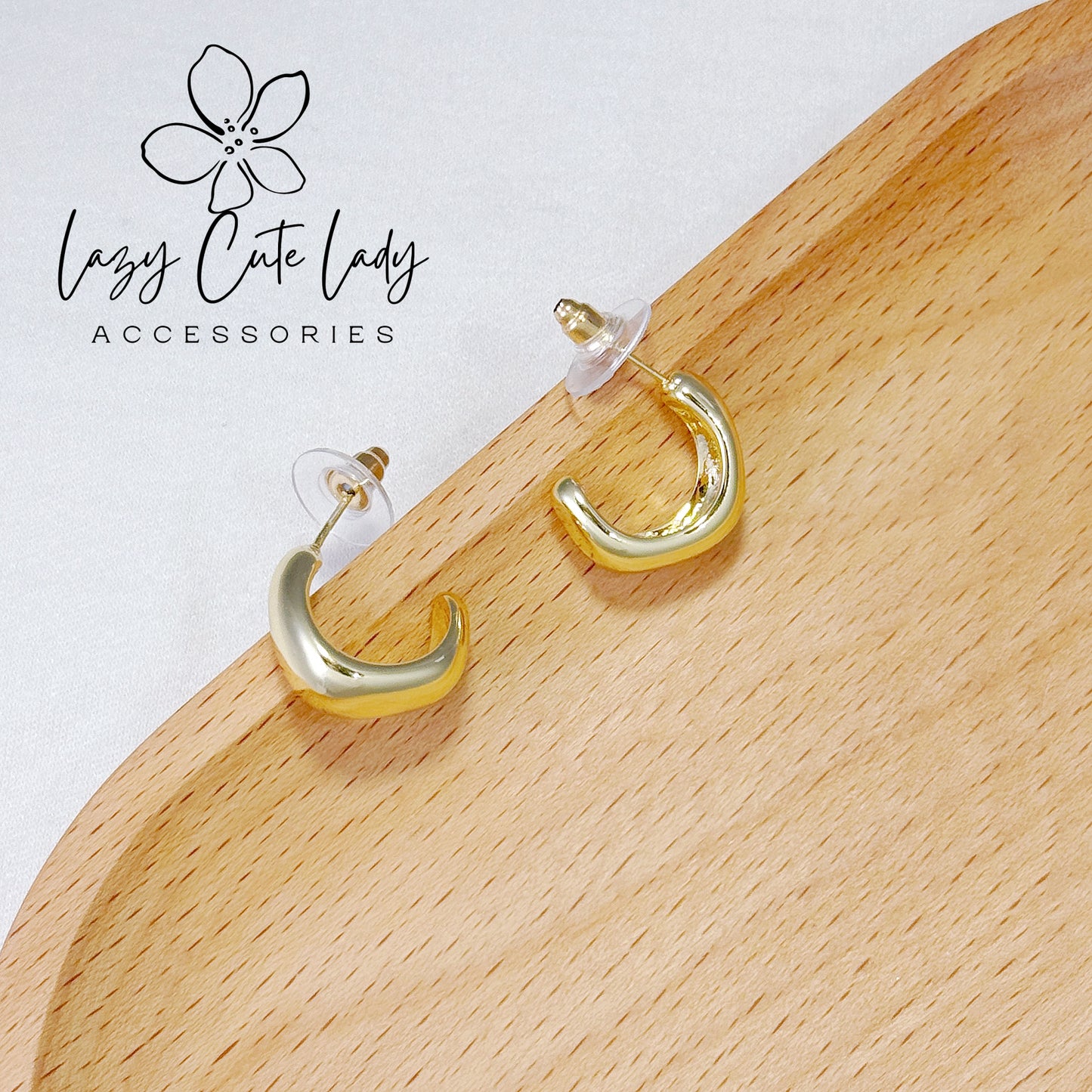 Lazy Cute Lady Accessories-Elegant Gold Metal Earrings: Oval and Square Options-Metal allergy-friendly earrings -Fashion Earrings- Gift - for girl for women
