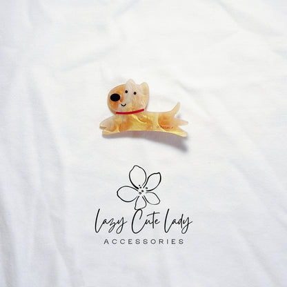Playful Puppy Hair Clip Set – Eco-Friendly Acetate Dachshund Barrettes for All Ages- Cute Hair Clips- Gift for Her