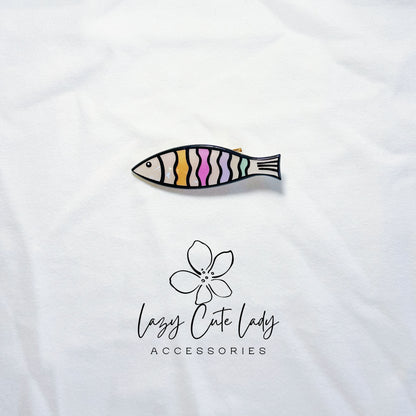 Cat & Fish Acrylic Hair Clips – Lazy Cat  Rainbow Fish Barrettes | 2 Styles- Cute hairClips- Gift for Her