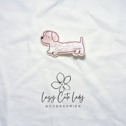 Dachshund Dog Acrylic Hair Clips – Playful Sausage Dog & Bone Barrettes | 7 Styles- Cute Hair Clips- Gift For Her- Puppy HairClips