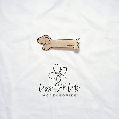 Dachshund Dog Acrylic Hair Clips – Playful Sausage Dog & Bone Barrettes | 7 Styles- Cute Hair Clips- Gift For Her- Puppy HairClips