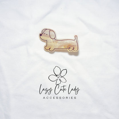 Dachshund Dog Acrylic Hair Clips – Playful Sausage Dog & Bone Barrettes | 7 Styles- Cute Hair Clips- Gift For Her- Puppy HairClips