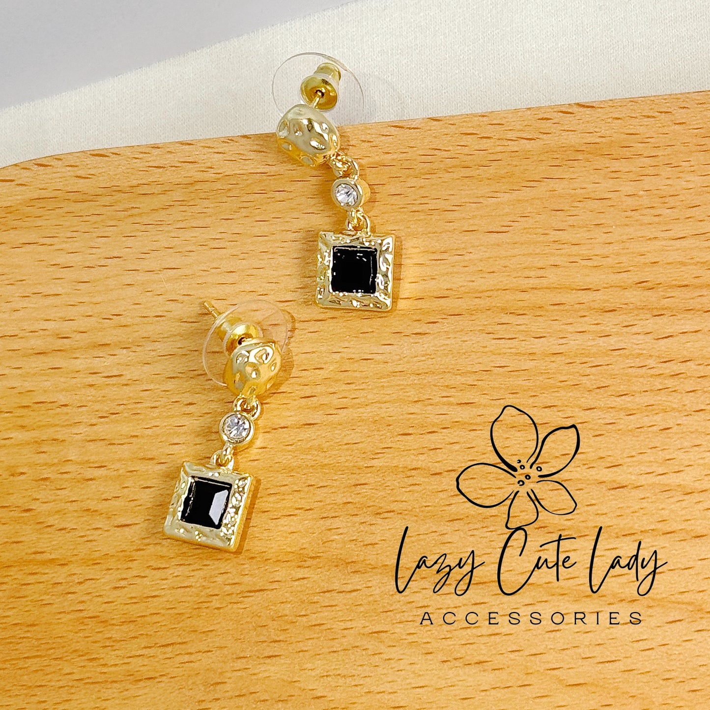 Lazy Cute Lady Accessories-Exquisite Metal Cube and Cubic Zirconia Drop Earring-Drop Earring-Metal allergy-friendly earring-Fashion Earring-Gift-for girl for women