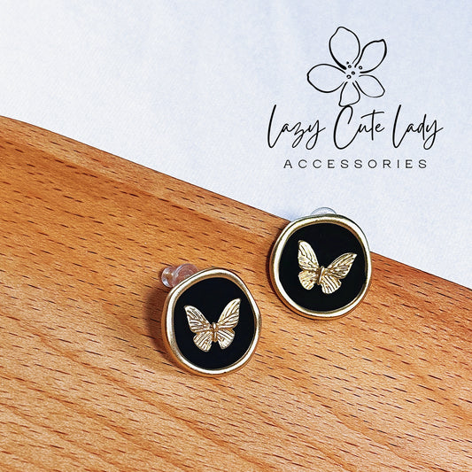 Lazy Cute Lady Accessories-Vintage Gold Butterfly Stud EarringsFashion Earring- Fashion Accessories-Gift-for girl for women
