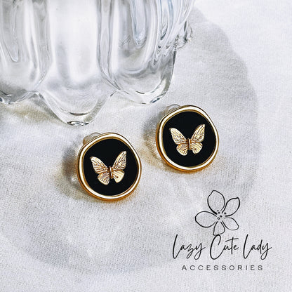 Lazy Cute Lady Accessories-Vintage Gold Butterfly Stud EarringsFashion Earring- Fashion Accessories-Gift-for girl for women