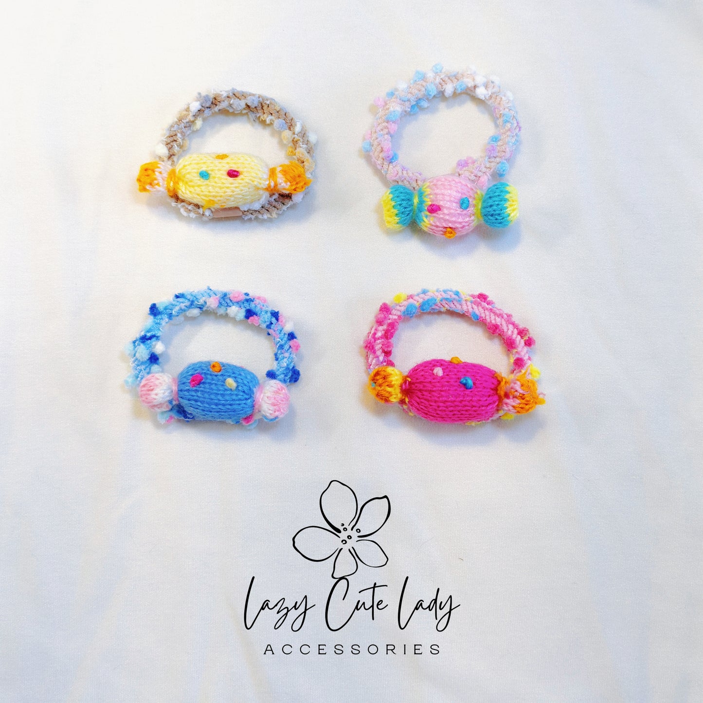 Candyland Knitted Hair Ties & Clips – Sweet Yarn Treats for Your Hair-Gift for Her