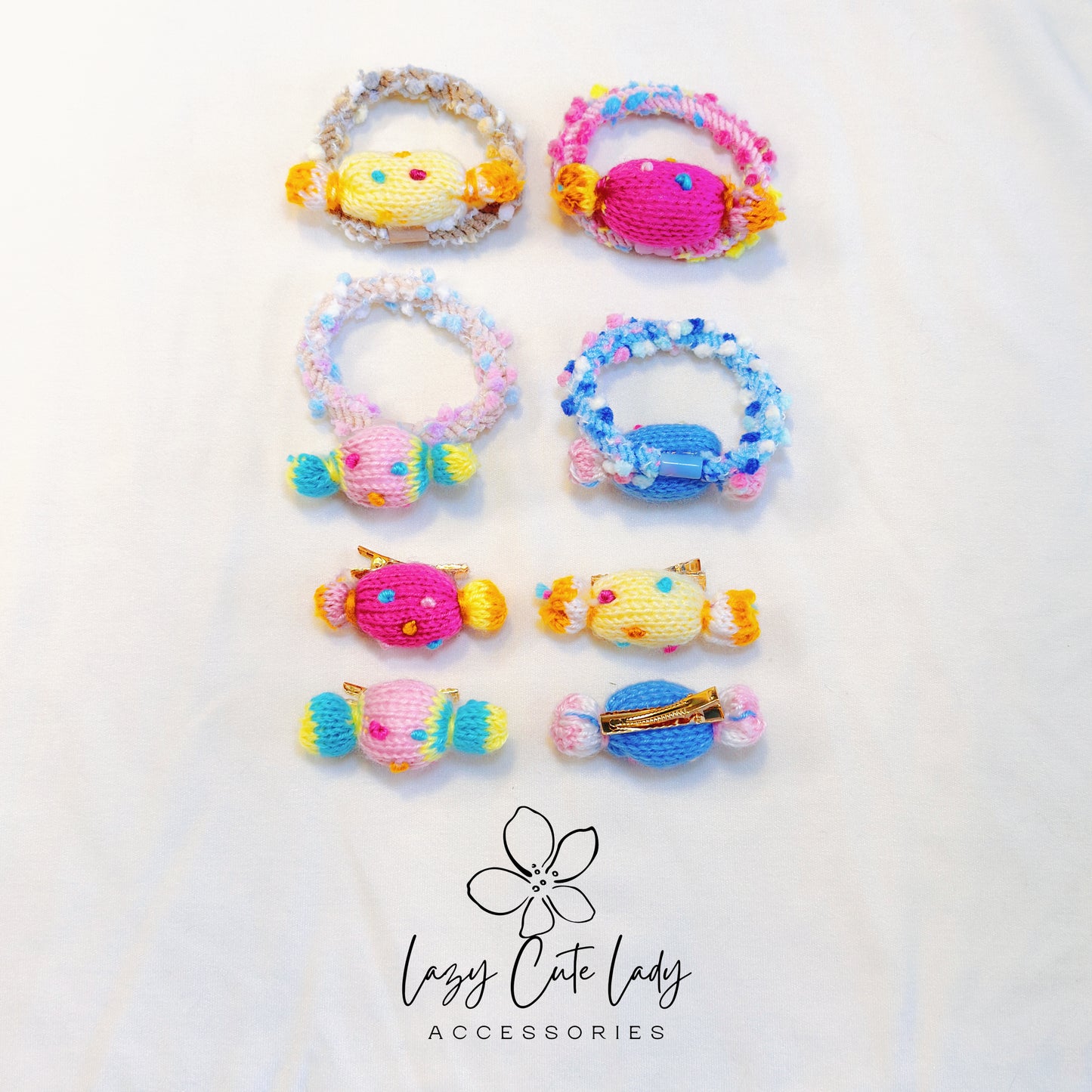 Candyland Knitted Hair Ties & Clips – Sweet Yarn Treats for Your Hair-Gift for Her