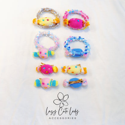 Candyland Knitted Hair Ties & Clips – Sweet Yarn Treats for Your Hair-Gift for Her