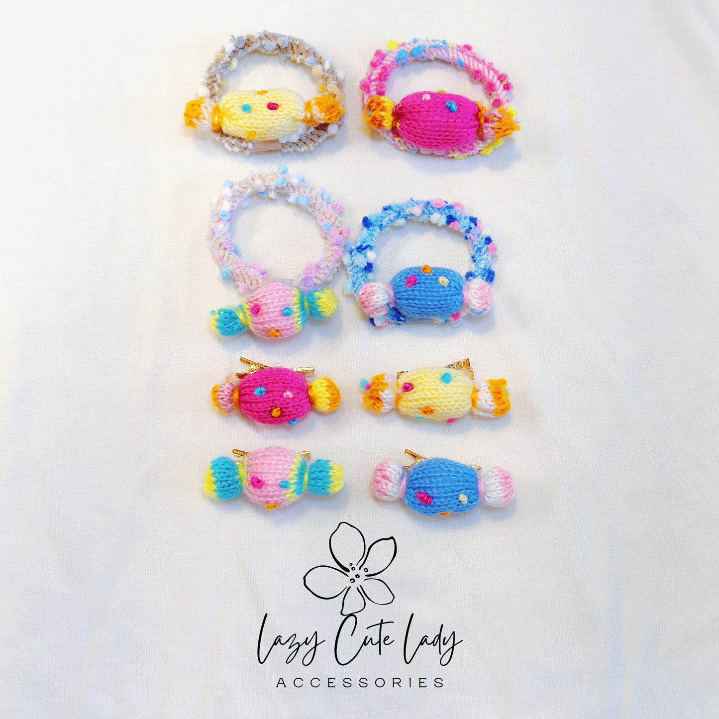 Candyland Knitted Hair Ties & Clips – Sweet Yarn Treats for Your Hair-Gift for Her