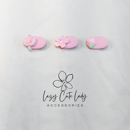 Trio of Blossoms Hair Set – Sakura, Peach & Tulip Edition- Gift