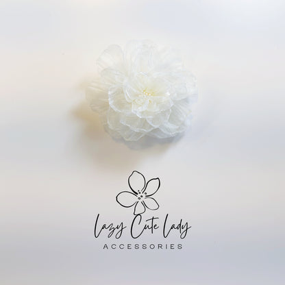 Sheer Fabric Flower Hair Clip – Elegant Layered Blossom for Romantic Looks
