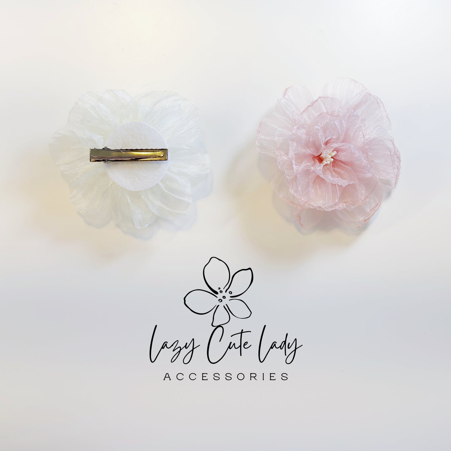 Sheer Fabric Flower Hair Clip – Elegant Layered Blossom for Romantic Looks