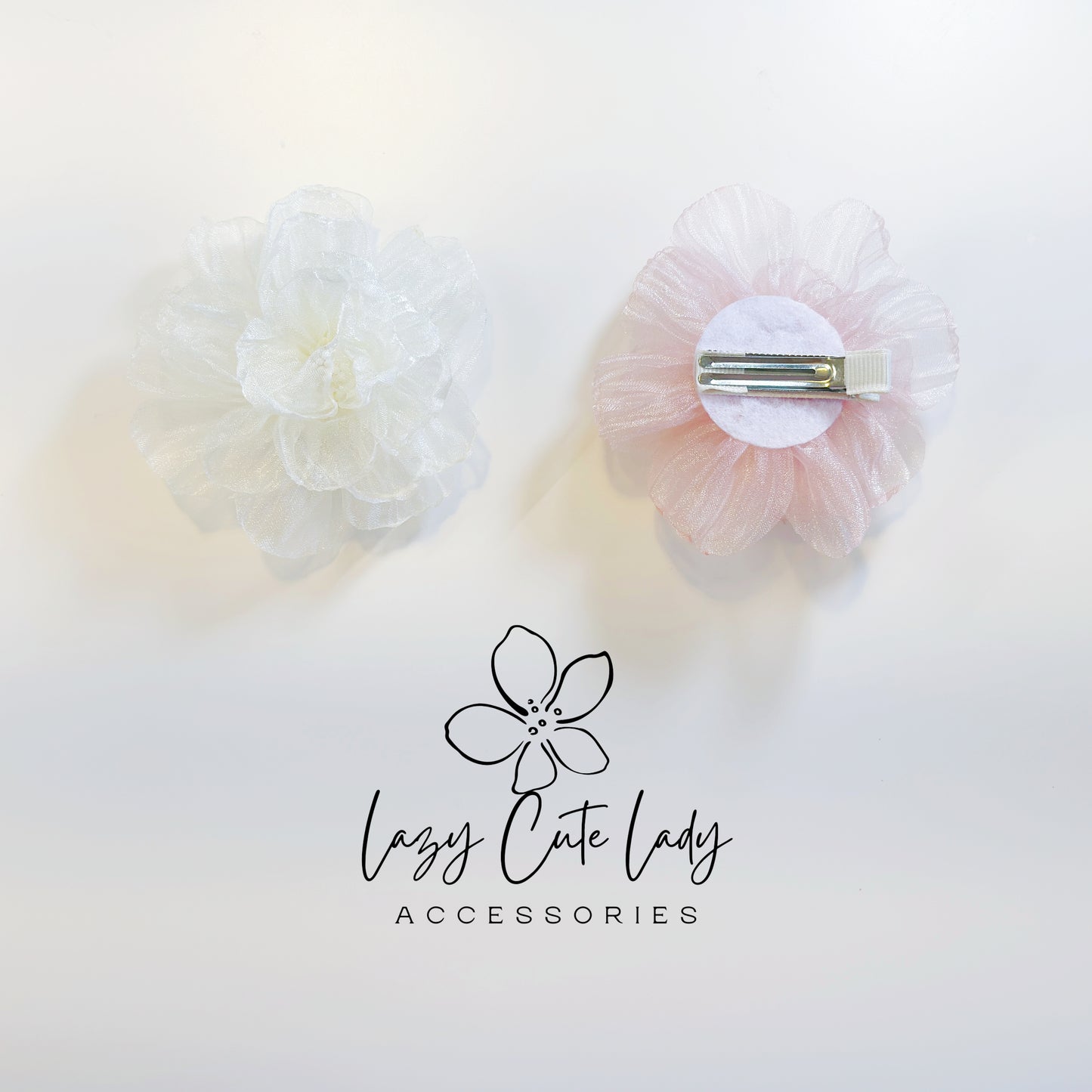 Sheer Fabric Flower Hair Clip – Elegant Layered Blossom for Romantic Looks